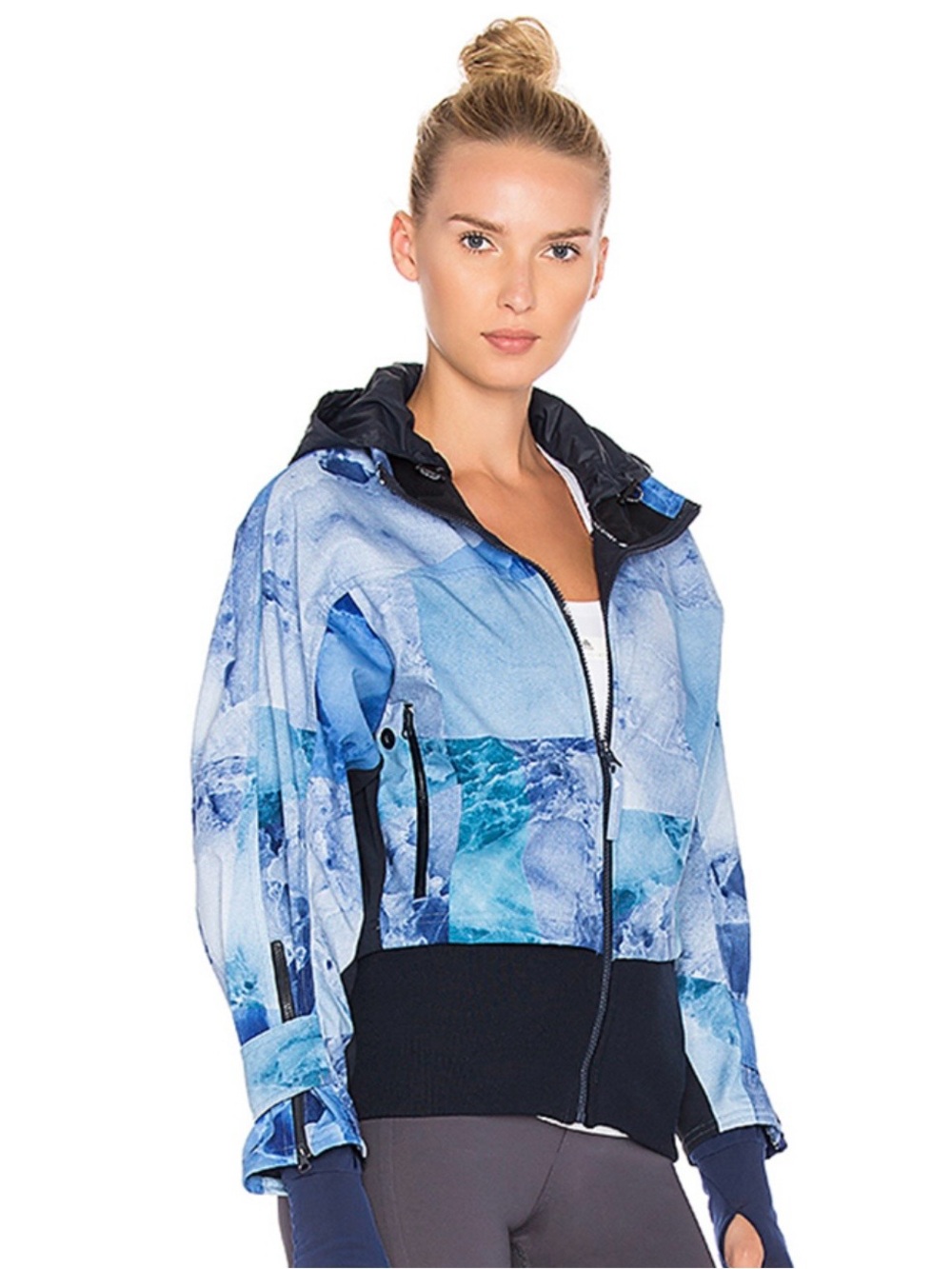 Stella McCartney for adidas Blue Printed Hooded Women's Jacket